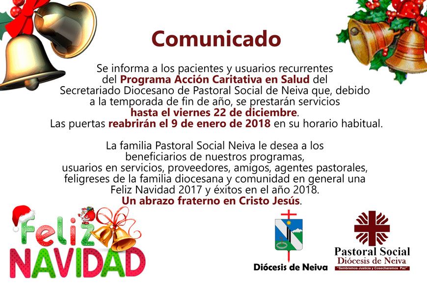 comunicado consultorio pastoral social neiva